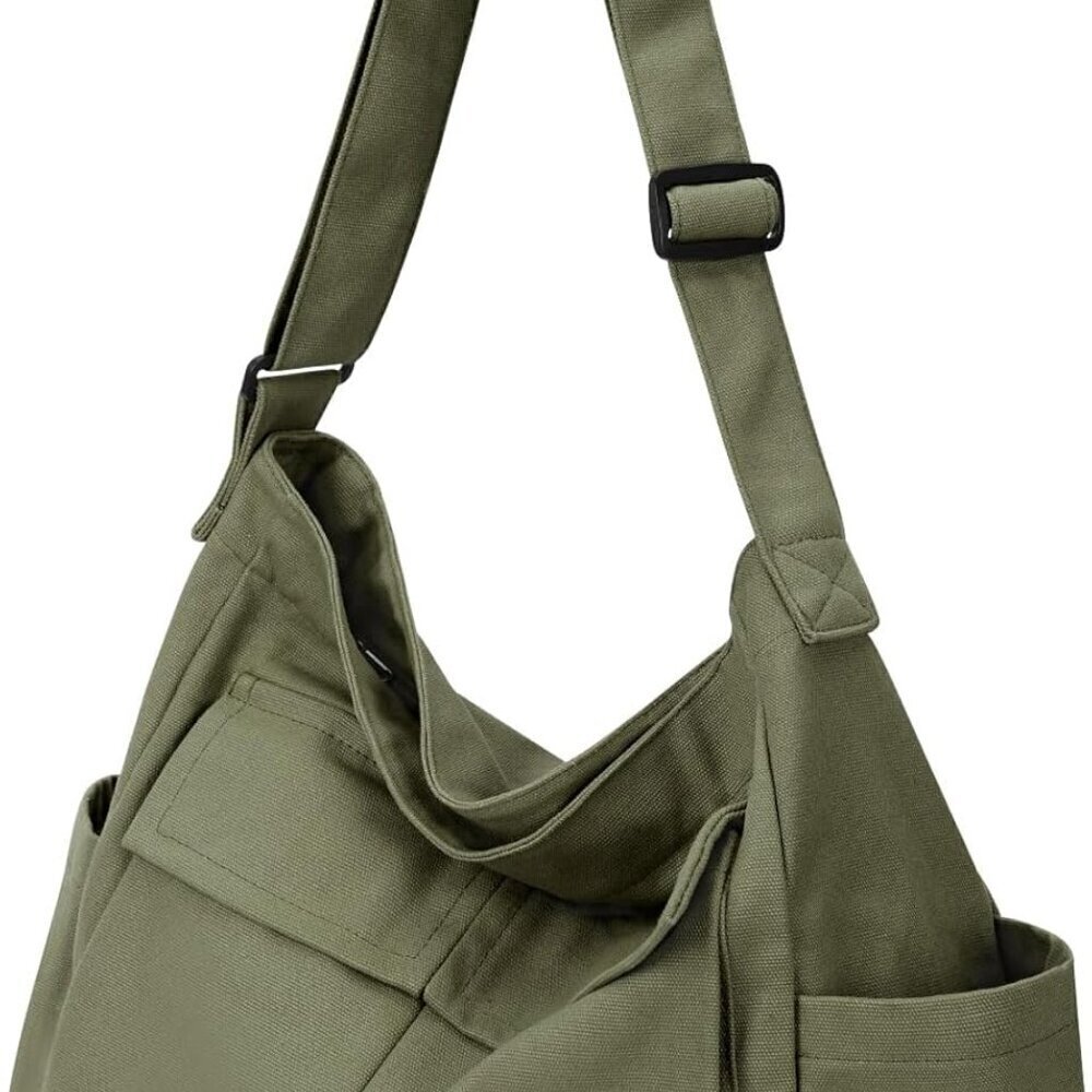 Canvas Messenger Bag Durable Large Capacity Tote Crossbody Shoulder for Women Me